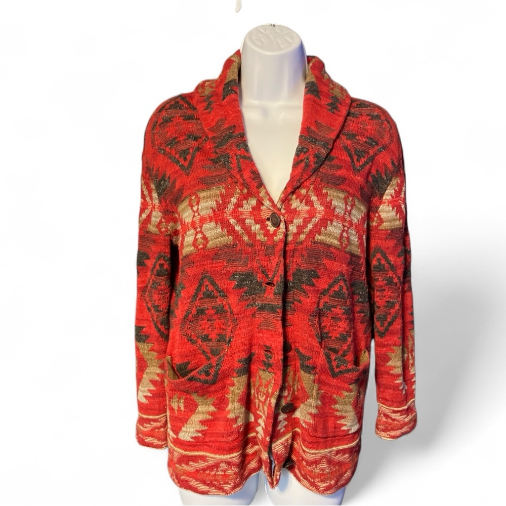 Denim & Supply Ralph Lauren Red Patterned Cardigan